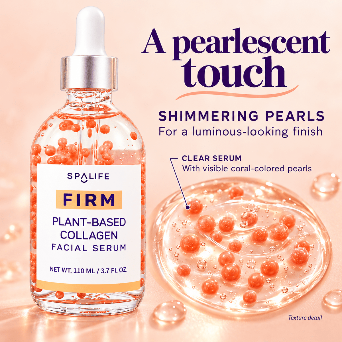 SpaLife Firm Plant-Based Collagen Serum 110 mL: Pearlescent texture detail