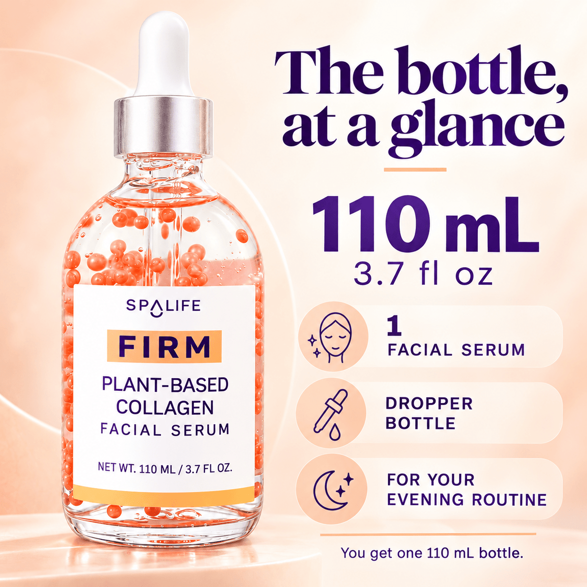 SpaLife Firm Plant-Based Collagen Serum 110 mL: 110 mL physical contents