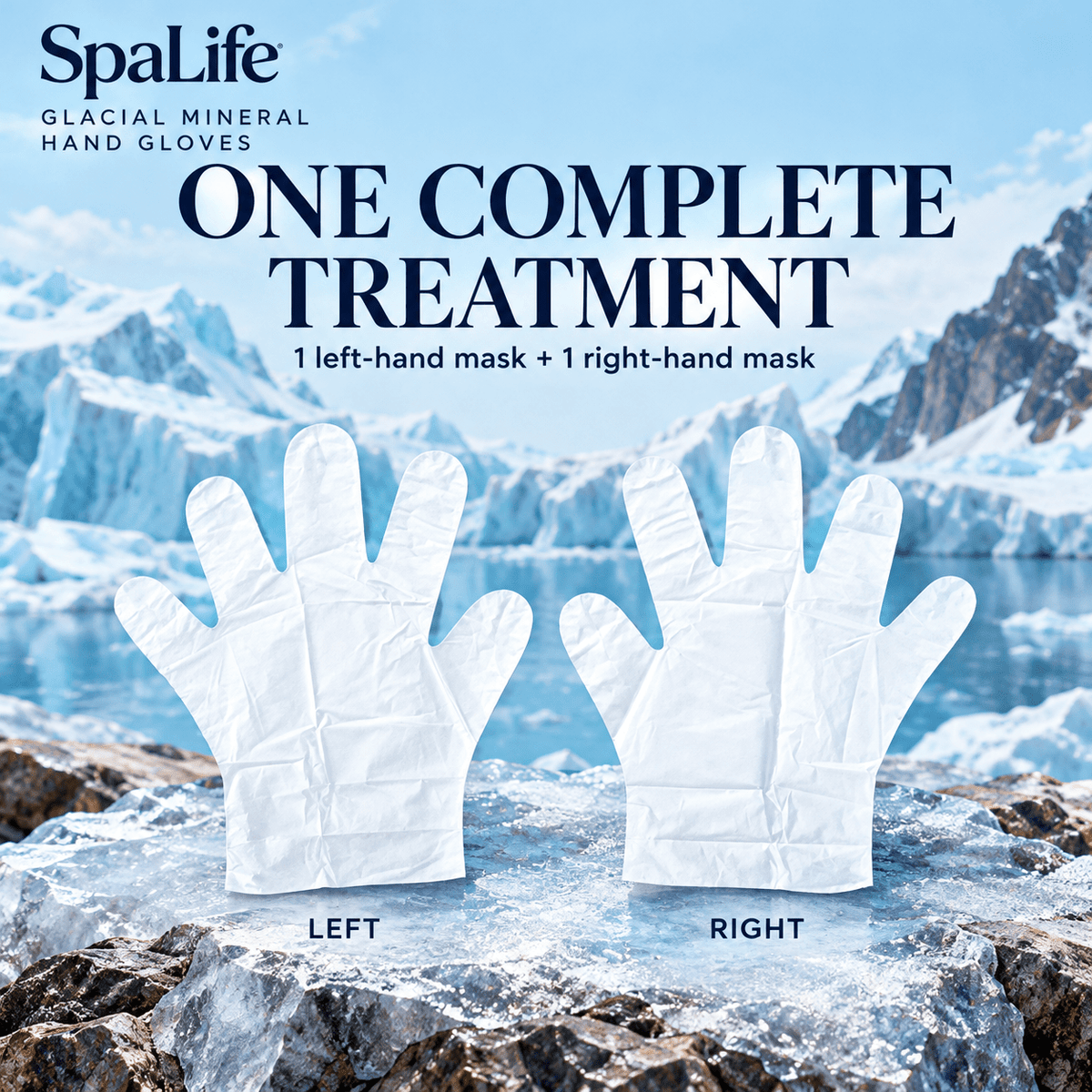 One complete SpaLife Glacial Mineral hand treatment: one left-hand mask and one right-hand mask