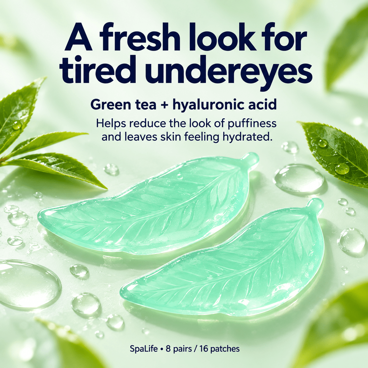 SpaLife Green Tea Hydrogel Eye Patches: depuffing benefit