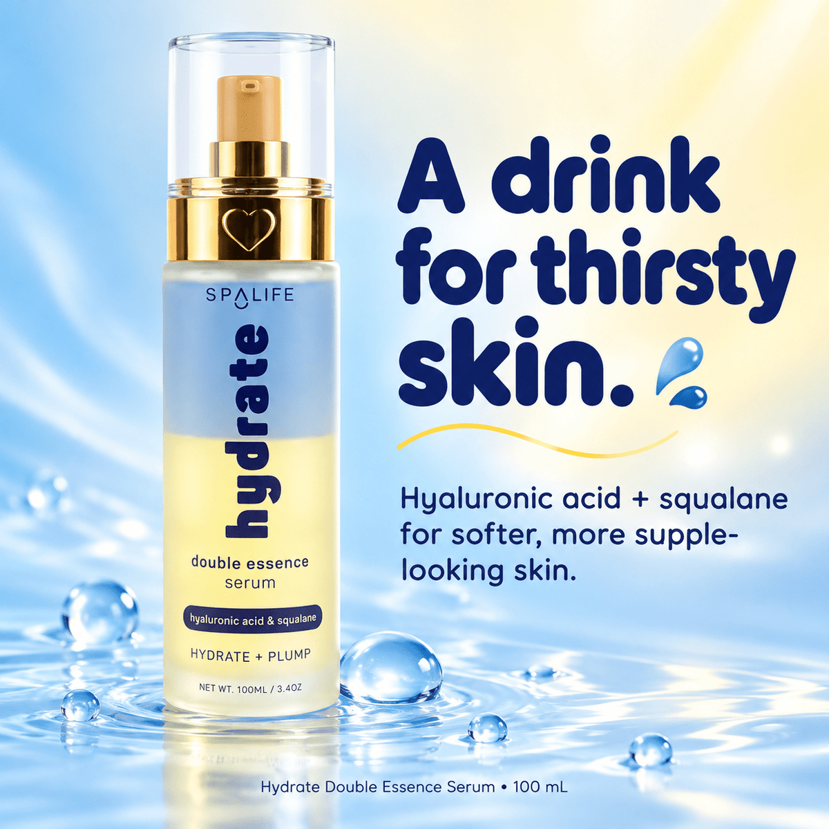 Hydrating serum with hyaluronic acid and squalane