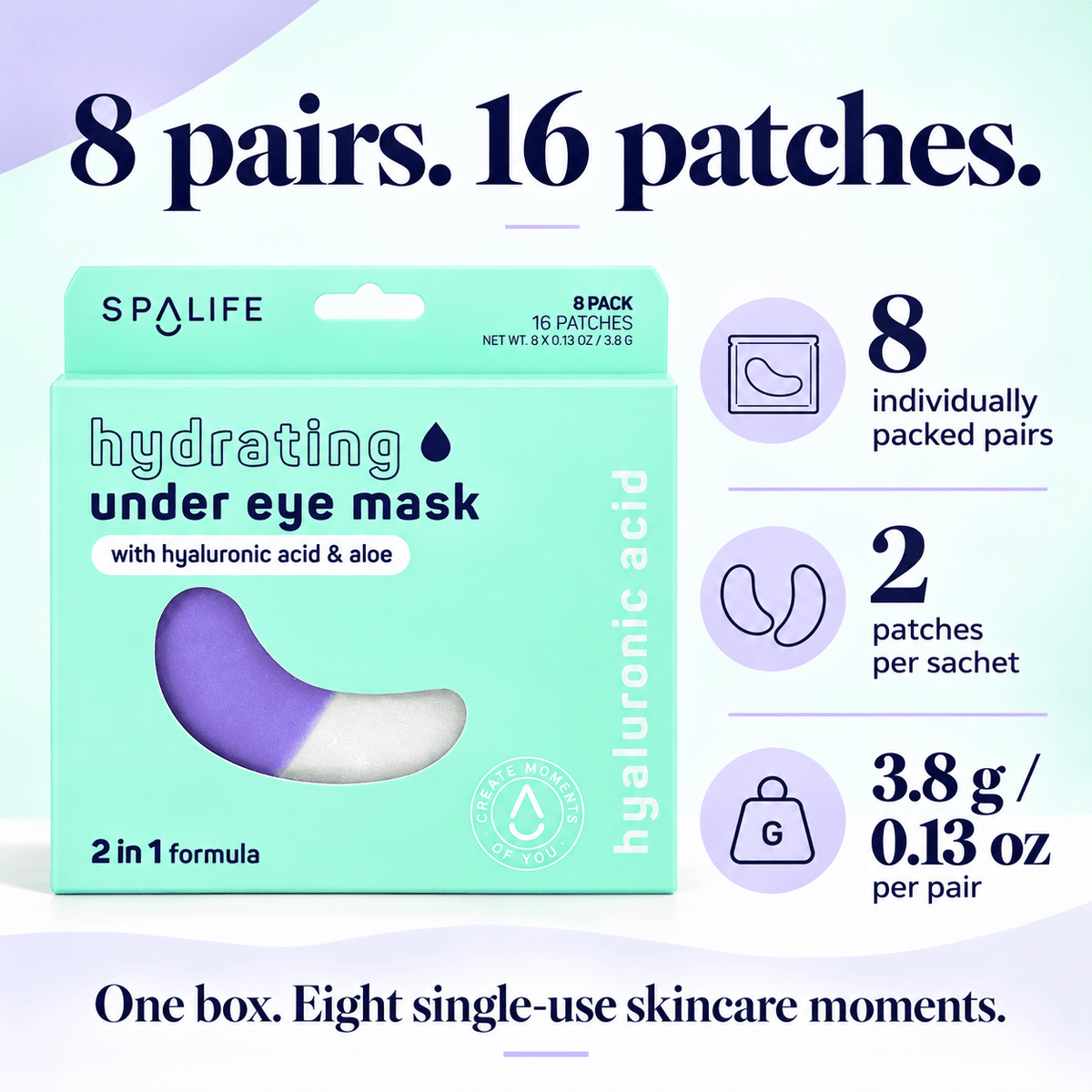 SpaLife Hydrating Eye Patches 8 pairs - whats inside