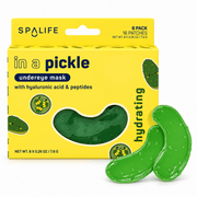 SpaLife In a Pickle hydrating undereye masks, 8 pairs, yellow retail box and green patches