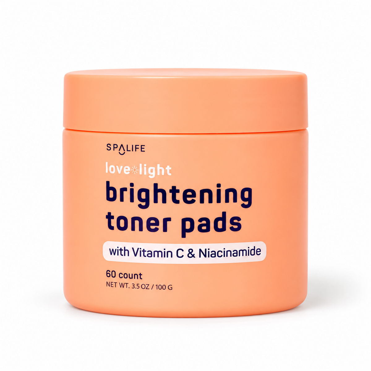 SpaLife Love + Light Korean Brightening Toner Pads 60 count: White-background main