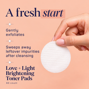 SpaLife Love + Light Korean Brightening Toner Pads 60 count: Gentle exfoliation