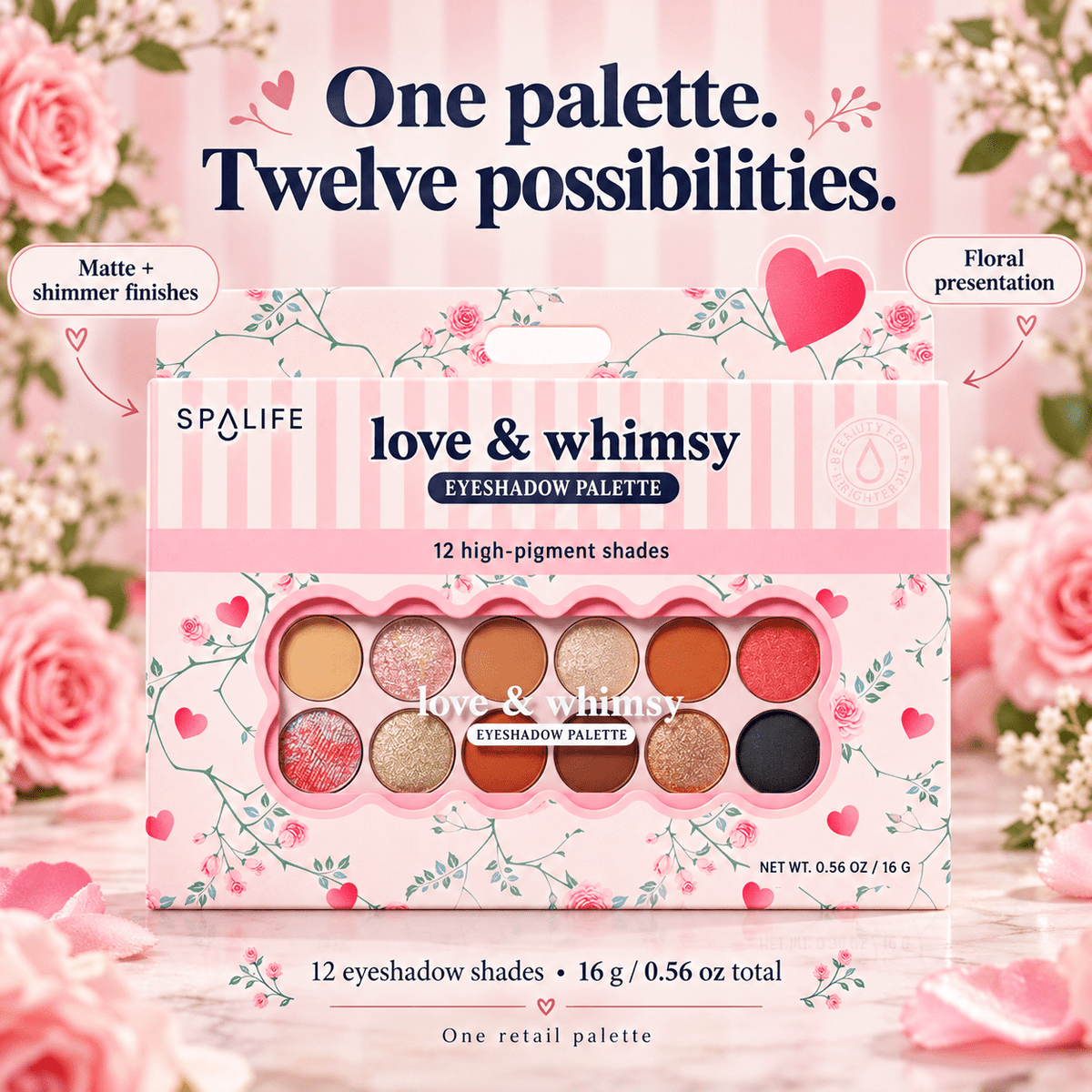 One twelve-shade palette, total net weight16g