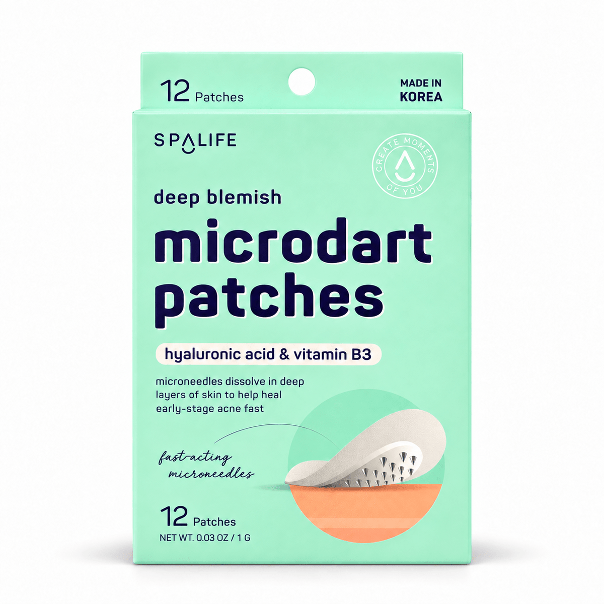 SpaLife Deep Blemish Microdart Patches 12-count box on white