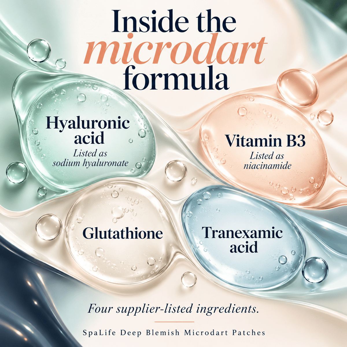 Supplier-listed ingredients in SpaLife Microdart Patches