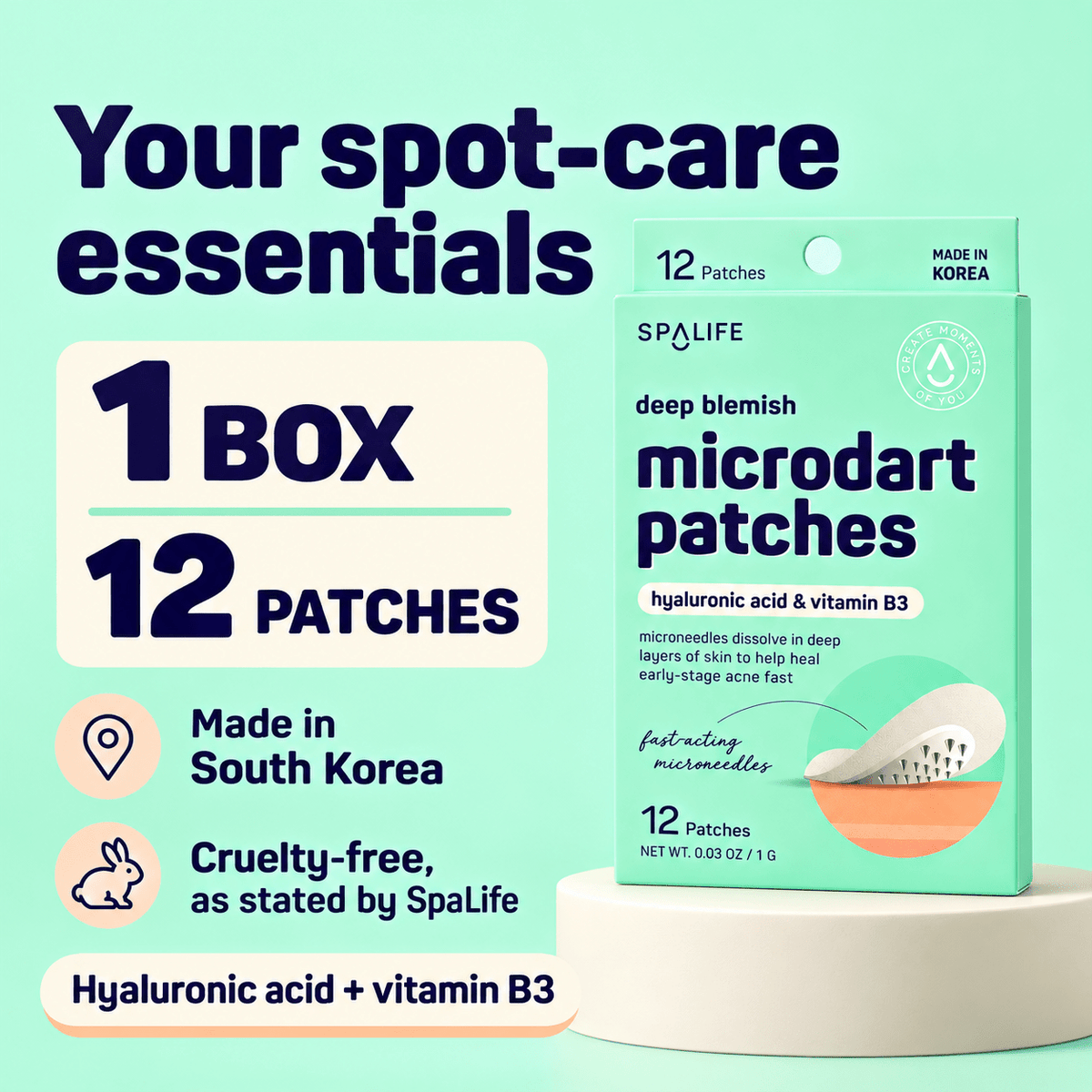 One box of 12 Korean-made SpaLife Microdart Patches