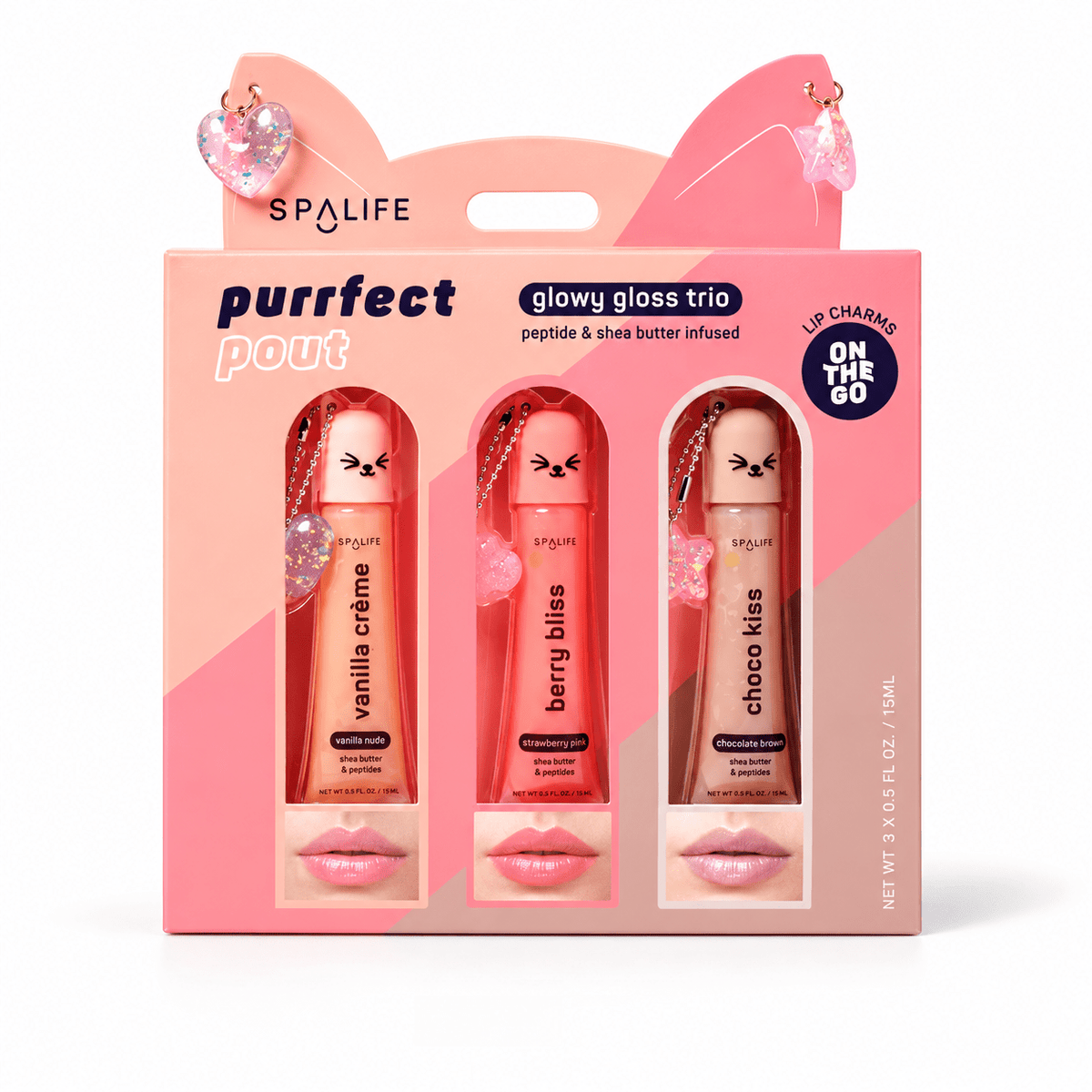 SpaLife Purrfect Pout Lip Gloss Trio with Shea Butter