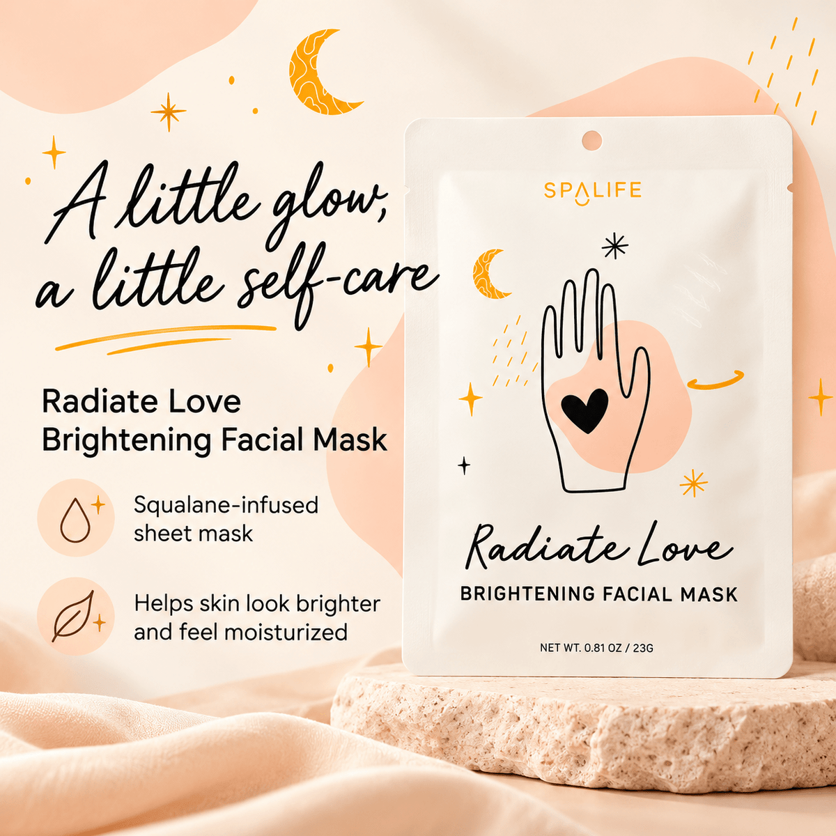 SpaLife Radiate Love brightening and moisturizing sheet mask