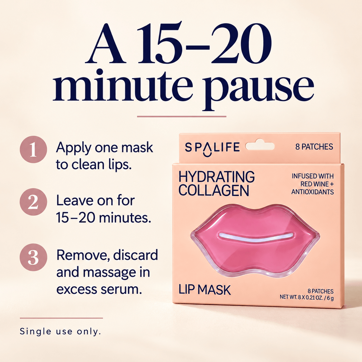SpaLife Collagen & Red Wine Lip Masks – how to