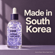 SpaLife Repair Retinol Night Serum made in South Korea against a deep purple background