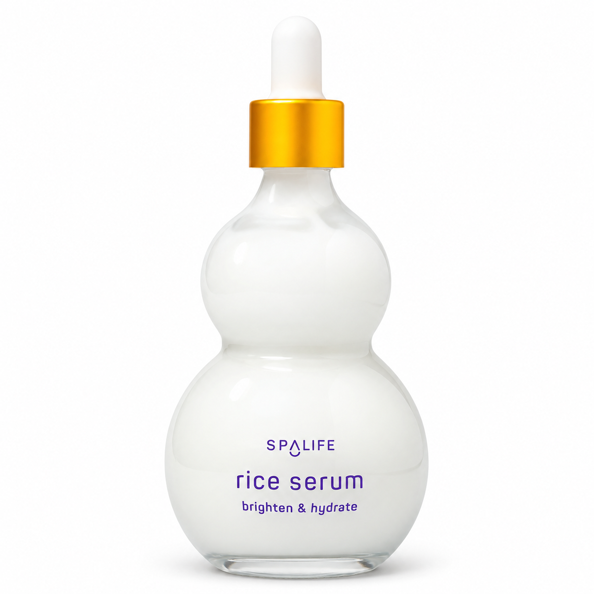 SpaLife Rice Serum bottle on a white background