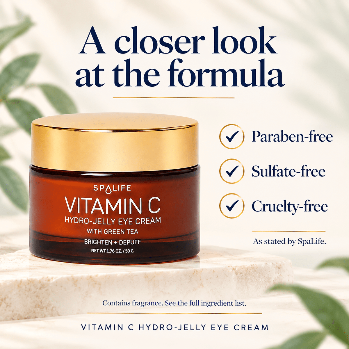 SpaLife Vitamin C Eye Cream supplier-stated formula standards