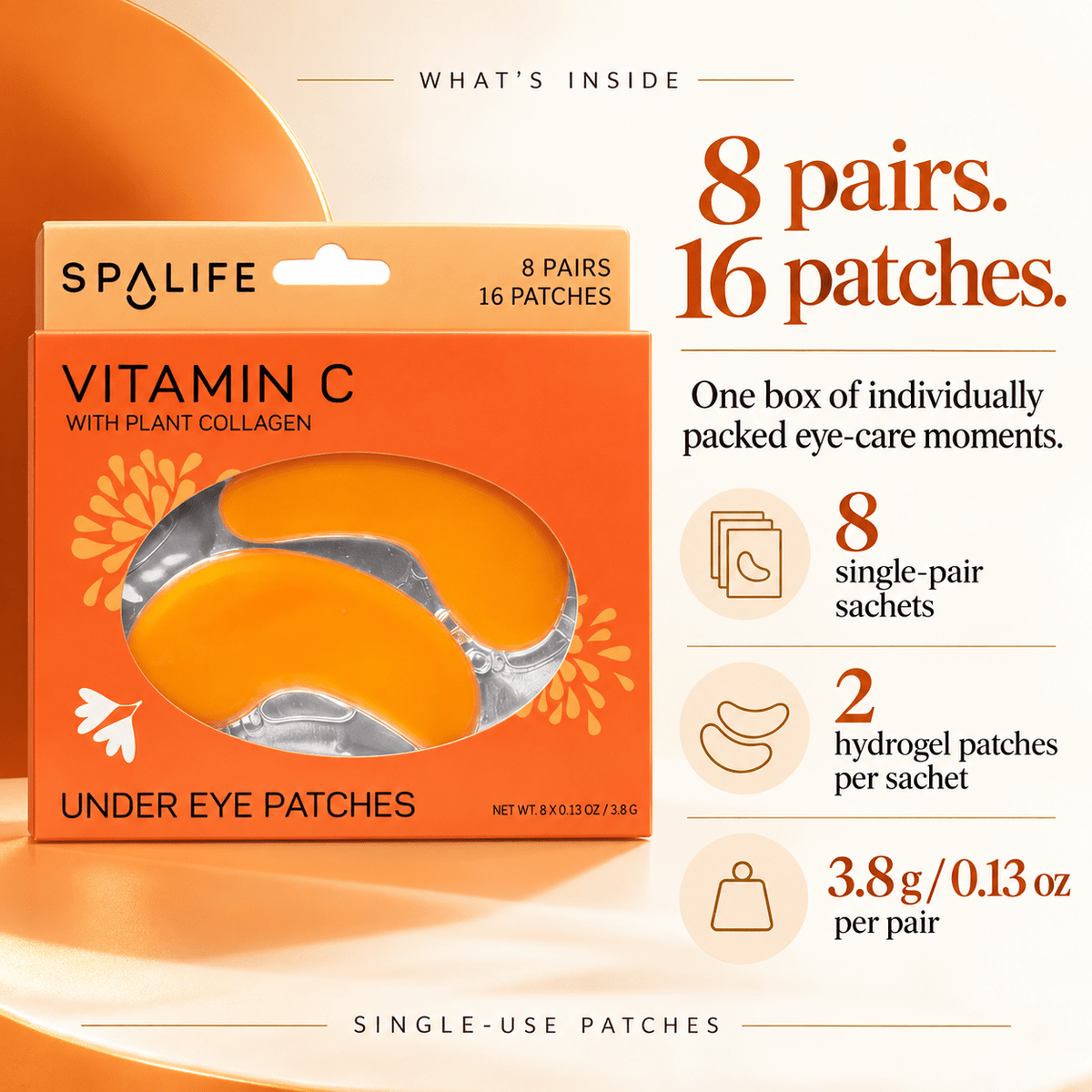 SpaLife Vitamin C Hydrogel Eye Patches 8 pairs - whats inside