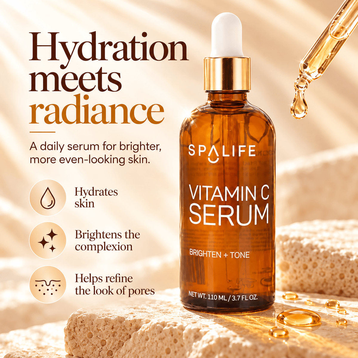 SpaLife Vitamin C Serum 110 mL hydrating and brightening benefits