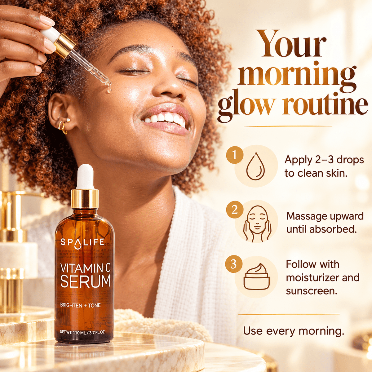 SpaLife Vitamin C Serum 110 mL morning usage directions