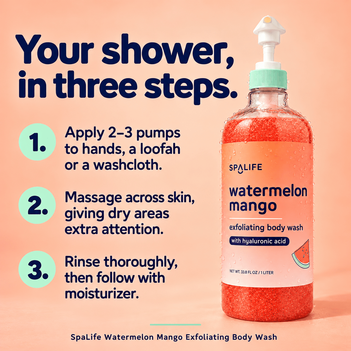 How to use SpaLife Watermelon Mango Exfoliating Body Wash