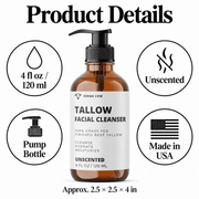 Derma Cow tallow facial cleanser product details