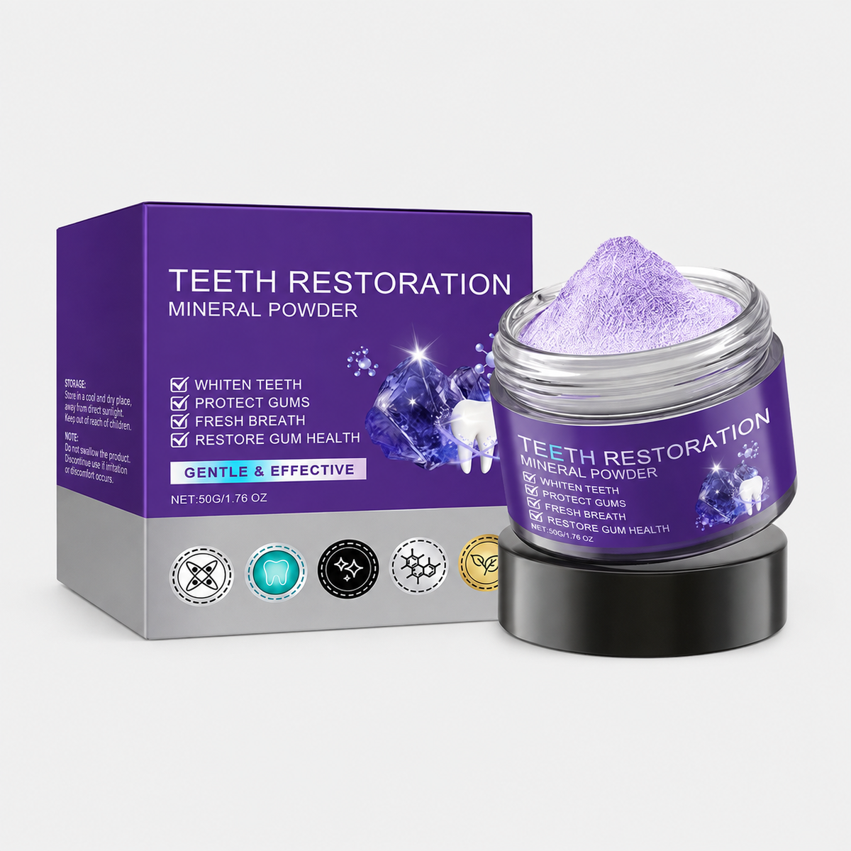 Teeth Restoration Mineral Powder for Yellow Teeth & Stains