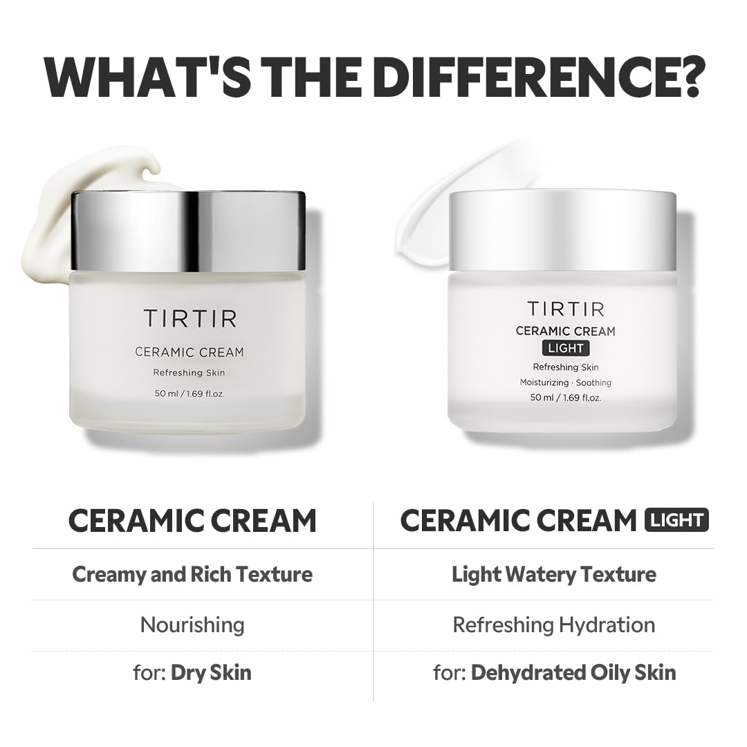 TIRTIR Ceramic Cream and Ceramic Cream Light texture comparison
