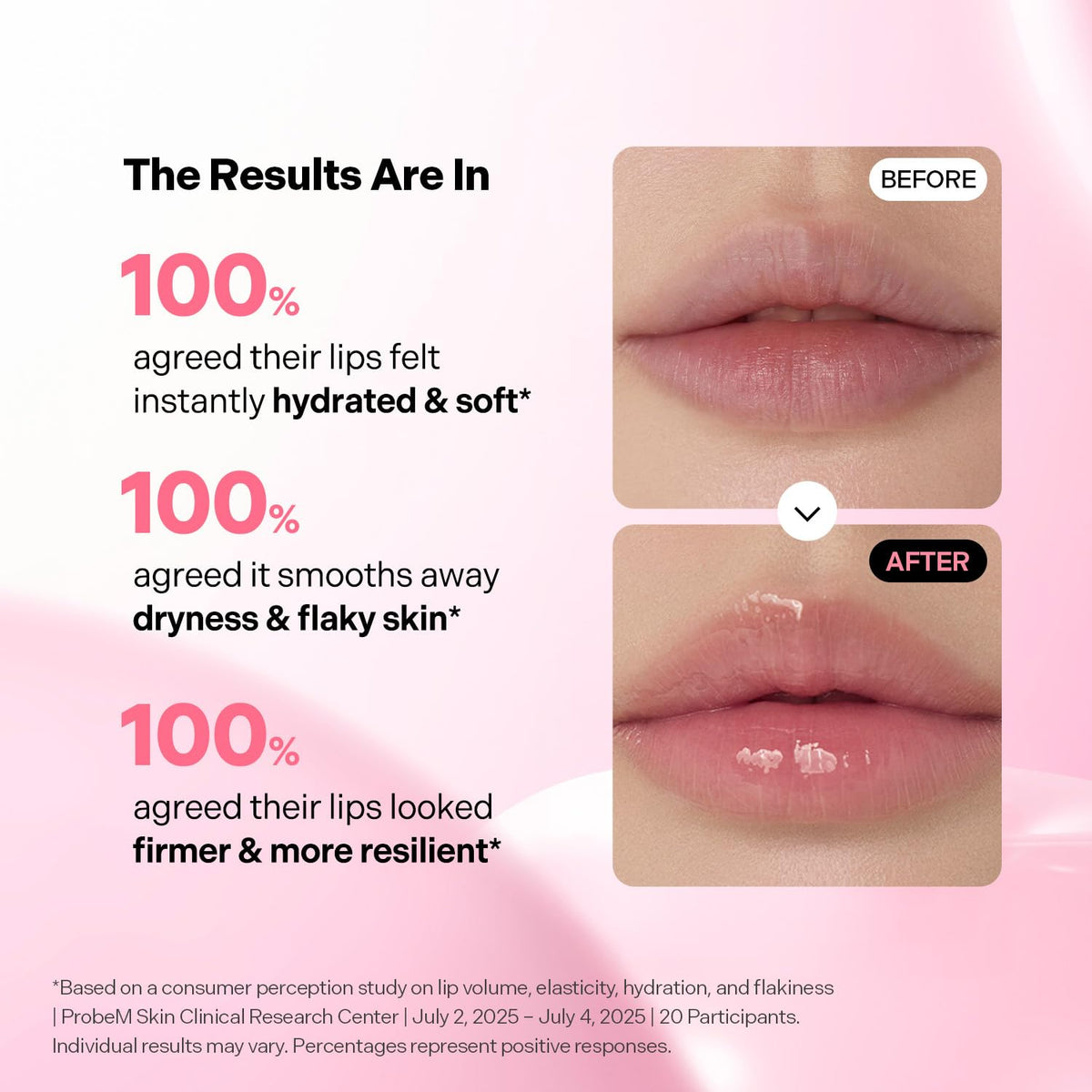 Torriden CELLMAZING Lip Essence 11mL: Lip appearance before-and-after and original consumer study qualifications