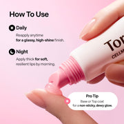 Torriden CELLMAZING Lip Essence 11mL: Daytime, overnight and makeup layering instructions