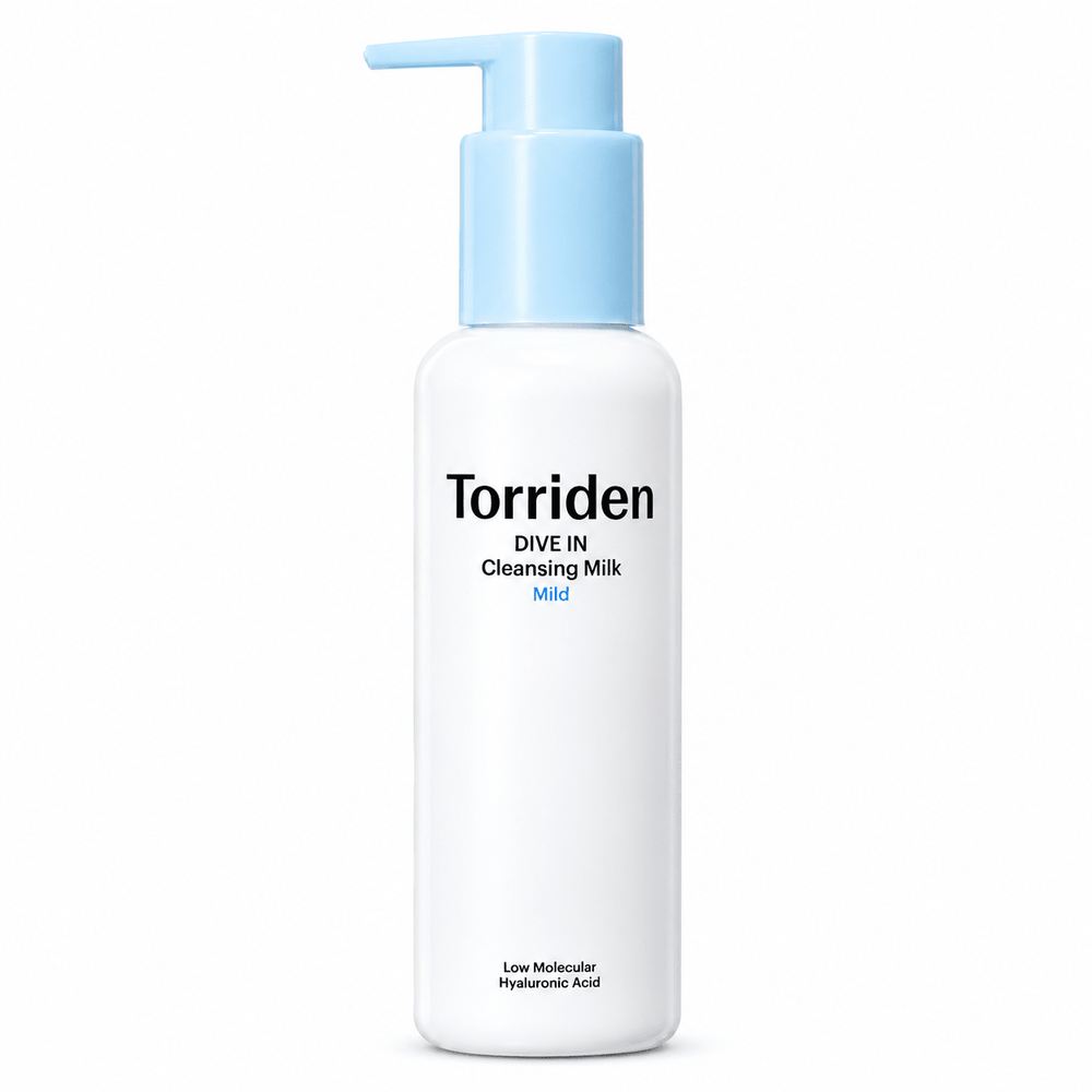 Torriden DIVE IN Cleansing Milk Mild 200mL - single pump bottle on white