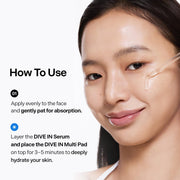 Torriden DIVE IN Serum 50mL application and Multi Pad hydration tip