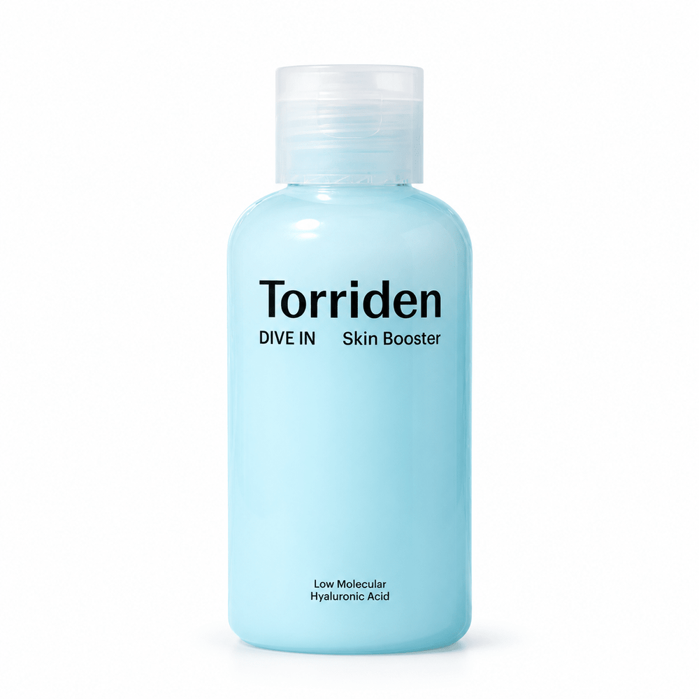 Torriden DIVE IN Skin Booster 200mL blue bottle on a white background