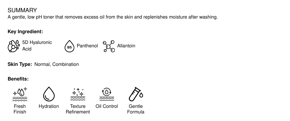 Official DIVE IN Toner summary and formula features