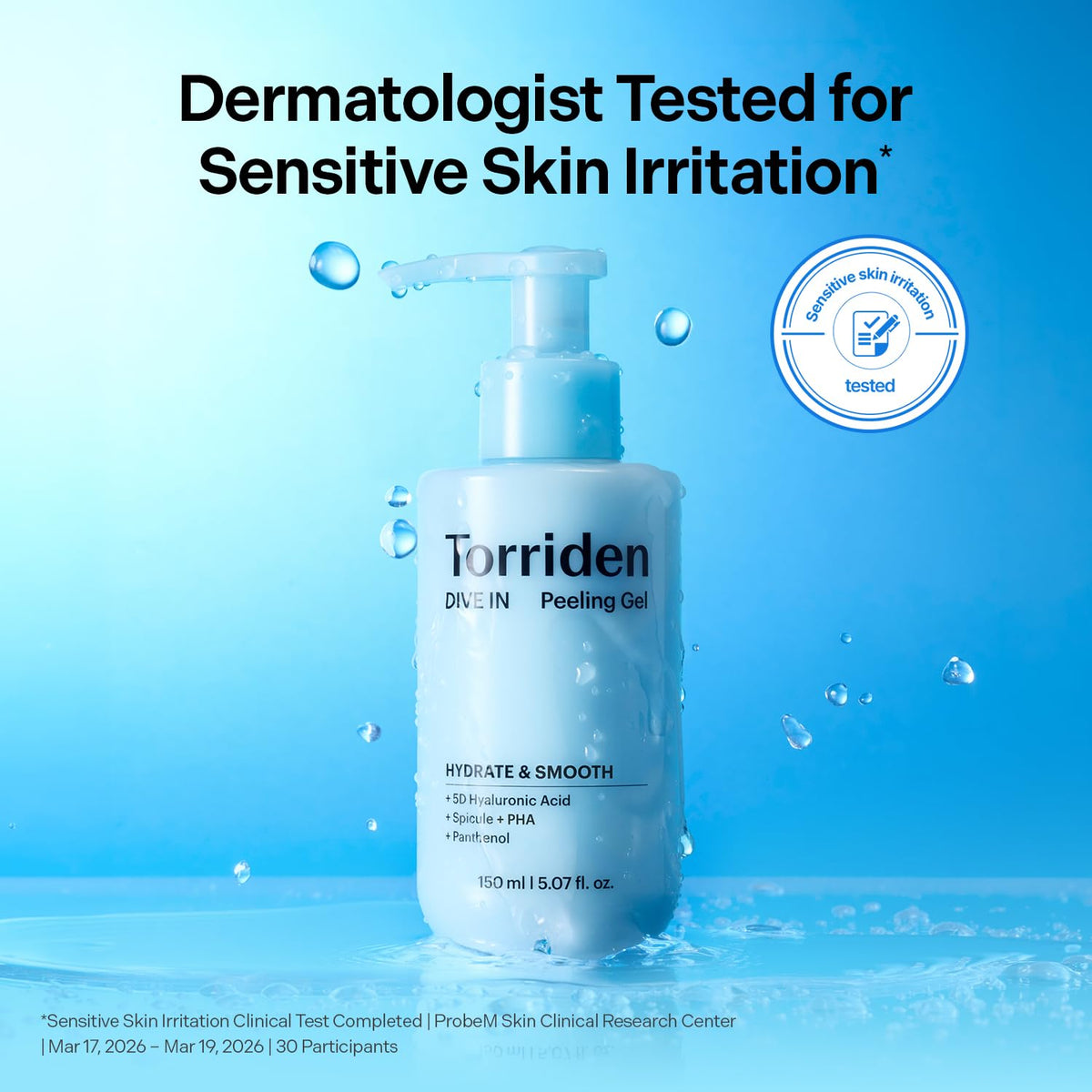 Torriden DIVE IN Peeling Gel 150mL sensitive-skin testing panel