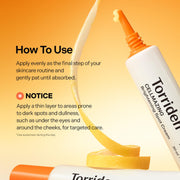Torriden CELLMAZING Vita C Brightening Spot Cream 30mL: Spot cream directions and daytime sunscreen reminder