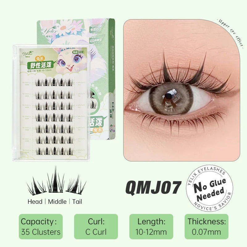YELIX Lashes Pre-Glued Cluster Lashes No Glue