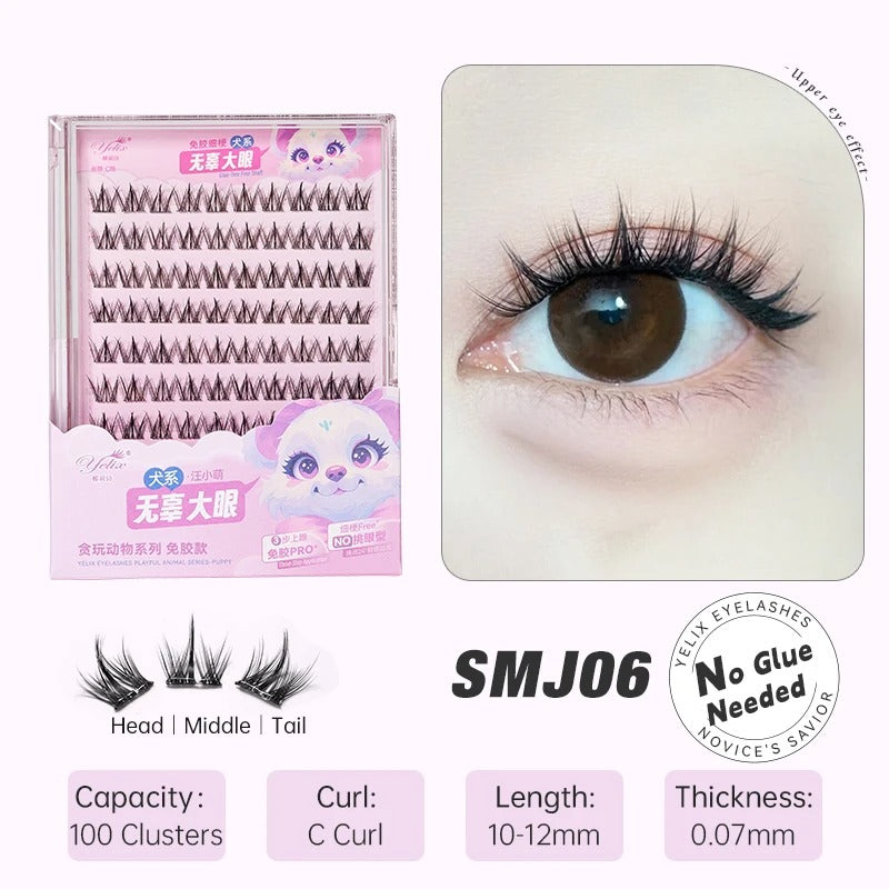 YELIX Lashes Pre-Glued Cluster Lashes No Glue