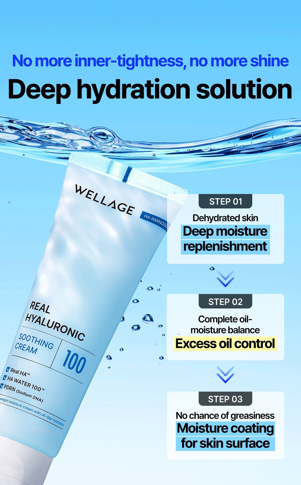 WELLAGE Real Hyaluronic Soothing 100 Cream hydration oil balance official information