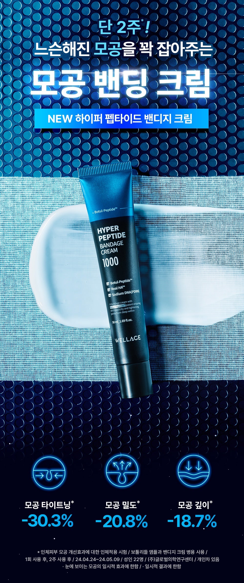 WELLAGE Hyper Peptide Bandage 1000 Cream pore care overview official Korean information