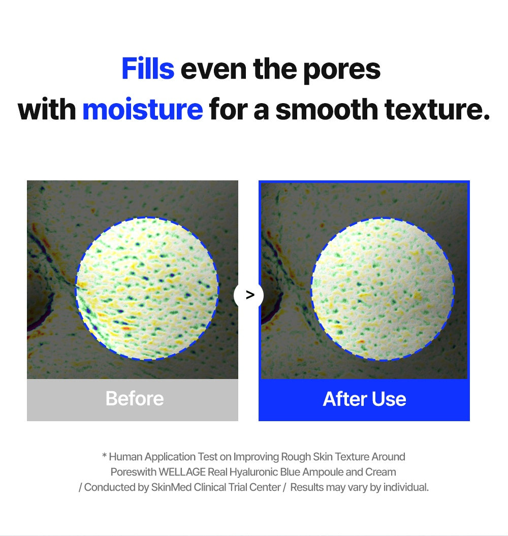 WELLAGE Real Hyaluronic 100 Cream pore texture test official information