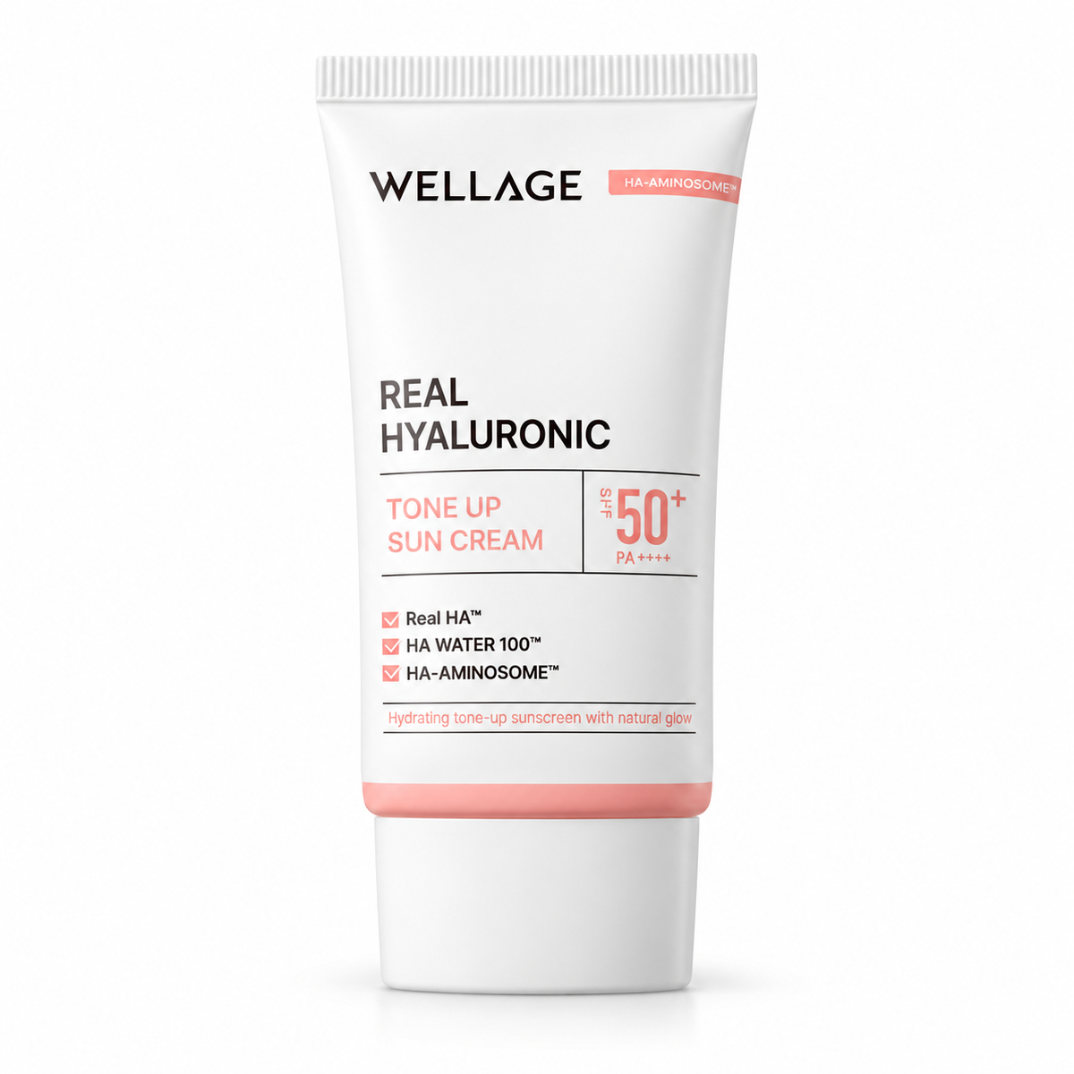WELLAGE Real Hyaluronic Tone-Up Sun Cream SPF 50+ PA++++ 50mL on white background