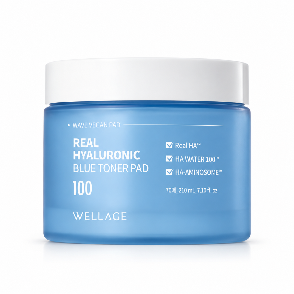 WELLAGE Real Hyaluronic Blue Toner Pad 100 70 Pads on white background
