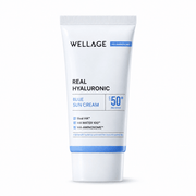 WELLAGE Real Hyaluronic Blue Sun Cream SPF 50+ PA++++ 50mL on white background