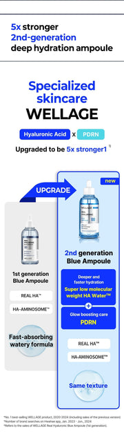 WELLAGE Real Hyaluronic Blue 100 Ampoule 60 mL: Formula renewal comparison and ranking qualifier