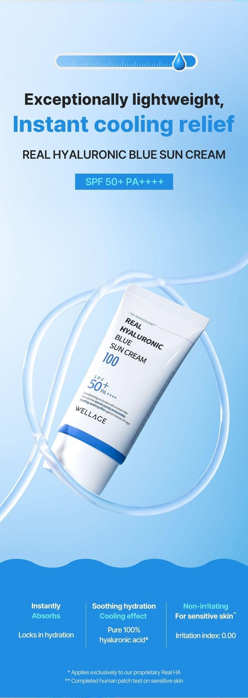WELLAGE Real Hyaluronic Blue Sun Cream: Product overview and ingredient qualifiers