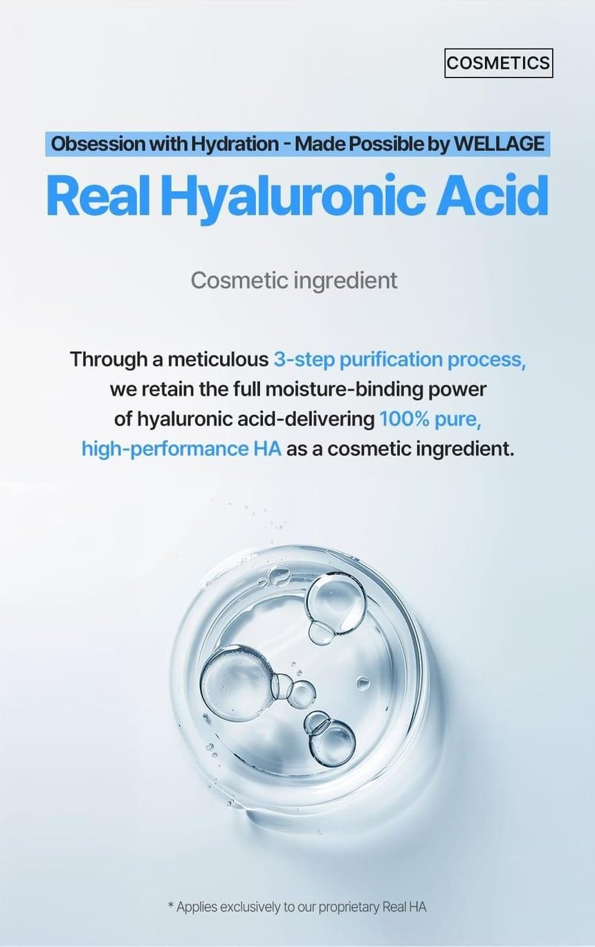 WELLAGE Real Hyaluronic Blue Sun Cream: Hyaluronic acid purity and ingredient qualifier