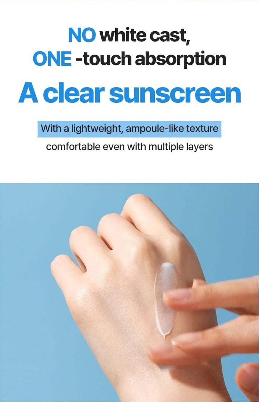 WELLAGE Real Hyaluronic Blue Sun Cream: Clear finish and application texture