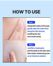 WELLAGE Real Hyaluronic Blue Toner Pad 100: Wiping and targeted mask directions