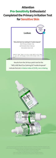 WELLAGE Real Cica Calming 95 Trouble Ampoule: Sensitive skin test and study qualifiers