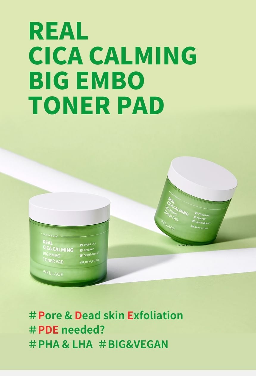 WELLAGE Real Cica Calming Big Embo Toner Pad: Product overview