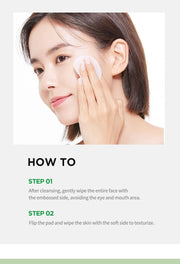 WELLAGE Real Cica Calming Big Embo Toner Pad: Two-step application directions